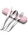 HommyFine Portable Travel Utensils Set with Case Stainless Steel Reusable Silverware Fork Knife Spoon Set for Lunch Box Workplace Camping School Picnic (Pink)