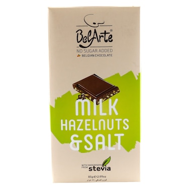 Belarte Sugar Free Hazelnuts and Salt Chocolate, 85g