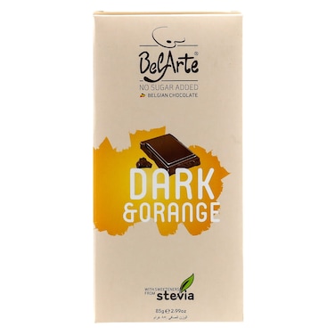 بيلارتي شوكولاته بالبرتقال الداكن خالية من السكر، 85 غرام