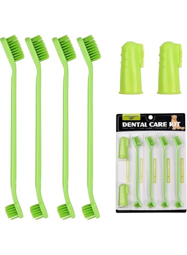 Rayyan Cat Toothbrush, Long Handle Double Head Pet Toothbrushes and Pet Finger Teeth Brush for Dogs Cats Tooth Cleaner Care for Small to Large Dogs Cats Cleaning Mouth,6Pcs