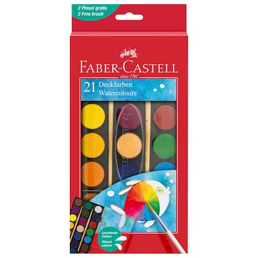 فابر كاستال ألوان مائية في قرص مع فرشاتين 21 قطعة