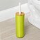 Plastic Toilet Bowl Brush/Bamboo Lid Cover - 2 Piece Set; Bathroom Storage Organizer Holder; Decor Bathroom Accessories - Lime Green