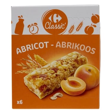 Carrefour Classic Apricot Cereal Bars, 125g