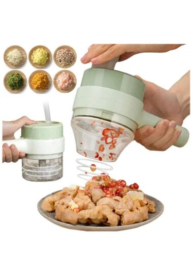 4 in 1 Portable Electric Vegetable Cutter Set,Vegetable Chopper,Wireless Food Processor,Handheld Electric Vegetable Cutter,for Garlic Pepper Chili Onion Celery Ginger Meat with Brush