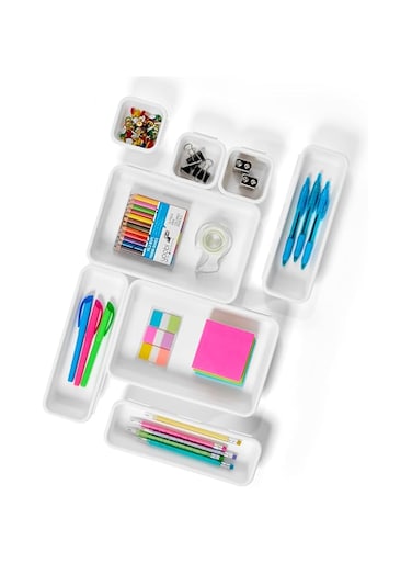 Madesmart Interlocking Bin Pack, White, 8-Piece