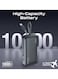 10000 mAh Ultra-Compact Wall Charger Power Bank Built-In 20W USB-C Output Cable, 20W USB-C in/out Port, 22.5W QC3.0 USB-A Black