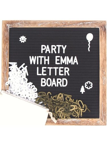 Party with Emma Rustic Vintage Wood Frame (Black)