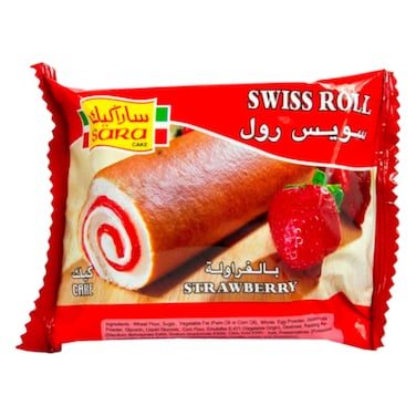 Sara Strawberry Swiss Roll Cake, 75g