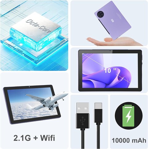 CM7800 Plus 8GB+512GB Purple WiFi 5G 10.0 Inches Tablet, Compatible With Android
