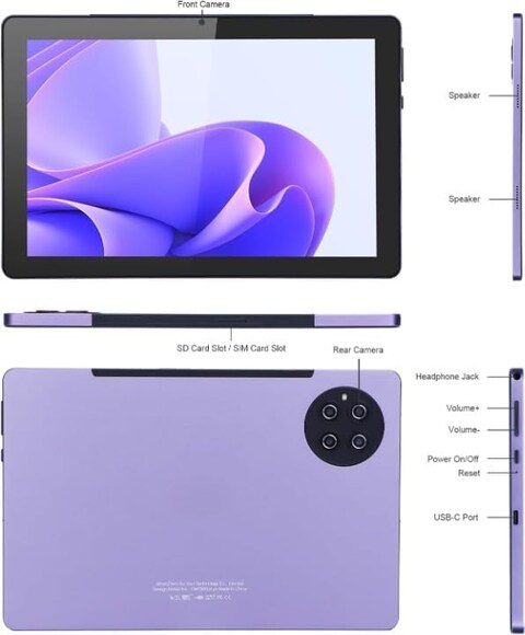 CM7800 Plus 8GB+512GB Purple WiFi 5G 10.0 Inches Tablet, Compatible With Android