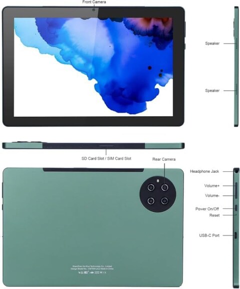 تابلت CM7800 Plus 8GB+512GB أخضر واي فاي 5G 10.0 بوصة، متوافق مع Android GREEN