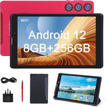 C idea CM835 Single SIM, 5G LTE, Wi-Fi, Red (8 Inch Display, Smart Kids Tablet, Android, IPS Screen, Zoom Supported, With Pre-installed Tempered Glass And Flip Case Cover)