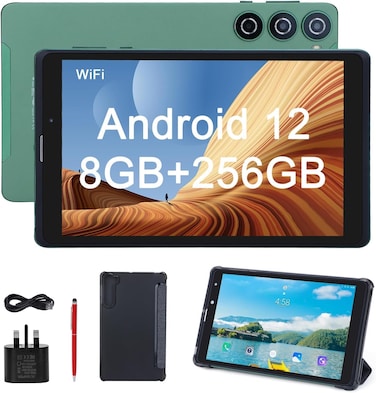 سي ايديا CM835 شريحة واحدة، 8 جيجابايت رام مدمج، 256 جيجابايت، الجيل الخامس ال تي اي، واي فاي، أخضر (شاشة 8"، جهاز لوحي للأطفال، أندرويد، شاشة IPS، يدعم زووم، زجاج حماية مثبت مسبقًا وغطاء قابل للطي)