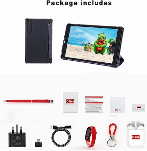 CM835 256 جيجابايت مدمج بذاكرة الوصول العشوائي 8 تابلت ذكي أندرويد 8 بوصة شاشة IPS 5G LTE شريحة واحدة واي فاي، CM835 Kids Tab Zoom يدعم الكمبيوتر اللوحي مع زجاج مقسى مثبت مسبقًا وغطاء قلاب (أرجواني)