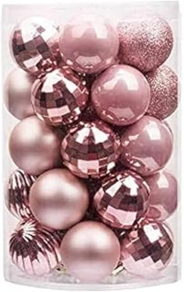 34 Pcs 4cm Christmas balls art beauty Christmas tree baubles ornament shatterproof Xmas hanging decoration pink