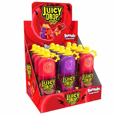 Bazooka Juicy Drop Pop Strawberry and Blackcurrant Hard Candy, 26g