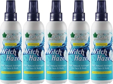 Bliss Of Earth Alcohol Free Witch Hazel Astringent, 5X100ML, 100% Pure &amp; Natural Toner, Great For Face &amp; Body (Pack Of 5)