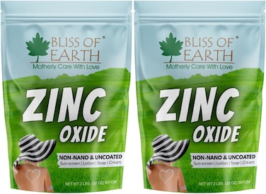 Bliss Of Earth 65 Oz Zinc Oxide Powder Non-Nano &amp; Uncoated For Skin, Cosmetic &amp; DIY Product 2x907gm