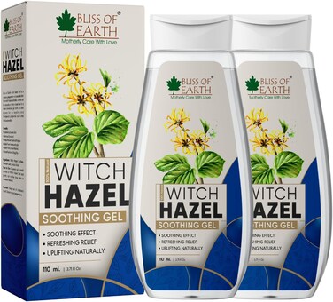 Bliss Of Earth Alcohol Free Witch Hazel Gel For Acne, Hemorrhoids &amp; Puffy Eyes, Pack Of 2x100gm