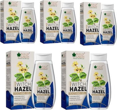 Bliss Of Earth Alcohol Free Witch Hazel Gel For Acne, Hemorrhoids &amp; Puffy Eyes, Pack Of 5x100gm
