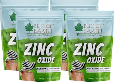 Bliss Of Earth Zinc Oxide Powder Non-Nano &amp; Uncoated For Skin, Cosmetic &amp; DIY Product 4x453gm (Pack Of 4)