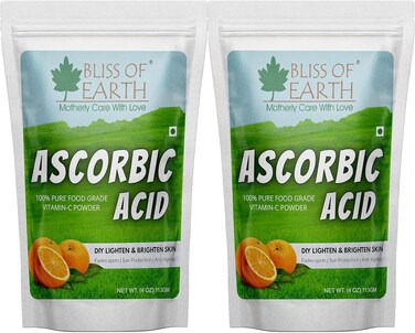 Bliss Of Earth Ascorbic Acid Powder Pure Food Grade Vitamin-C Rich Powder boost immunity, Skin, Face, Cosmetic &amp; DIY Products 2x113gm (Pack Of 2)