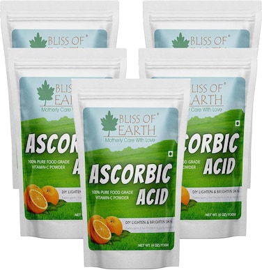 Bliss Of Earth Ascorbic Acid Powder Pure Food Grade Vitamin-C Rich Powder boost immunity, Skin, Face, Cosmetic &amp; DIY Products 5x113gm (Pack Of 5)