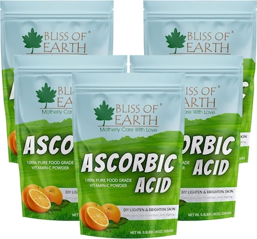 Bliss Of Earth 5x8 Oz Ascorbic Acid Powder Pure Food Grade Vitamin-C Rich Powder For Skin, Face, Cosmetic &amp; DIY Products 5x226gm
