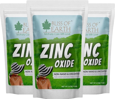 بليس أوف إيرث 3x4oz مسحوق أكسيد الزنك غير نانو وغير مطلي للبشرة ومستحضرات التجميل ومنتجات DIY 3x113 جرام (عبوة من 3)