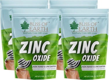 Bliss Of Earth Zinc Oxide Powder Non-Nano &amp; Uncoated For Skin, Cosmetic &amp; DIY Product 4x907gm (Pack Of 4)