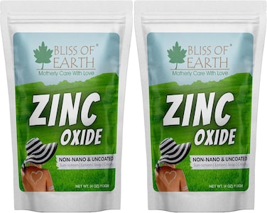 Bliss Of Earth 4oz Zinc Oxide Powder Non-Nano &amp; Uncoated For Skin, Cosmetic &amp; DIY Product 2x113gm (Pack Of 2)