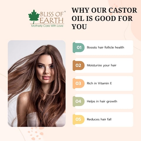 Bliss Of Earth Castor Oil For Hair Growth - Certified Organic Cold Pressed Castor Oil For Face - Hexane Free Castor Oil For Eyelashes And Eyebrows - Deep Hydration Castor Oil - Pack Of 2 X 100ml