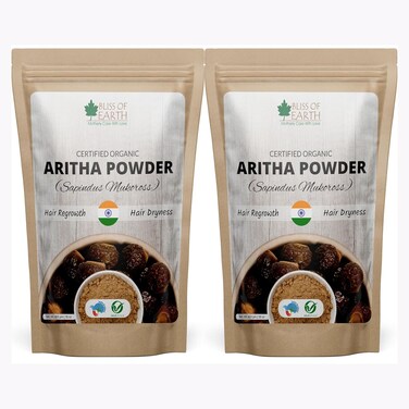 Bliss Of Earth 2X453gm Organic Aritha Powder, Reetha Powder For Hair (Pack Of 2)