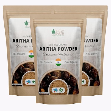 Bliss Of Earth 3X453gm Organic Aritha Powder, Reetha Powder For Hair (Pack Of 3)