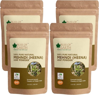 Bliss Of Earth 100% Pure &amp; Natural Henna Powder, 4X100gm, Natural Hair Color, Shiny Hair, Mehandi Powder 400gm