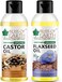 Bliss Of Earth Certified Organic Castor Oil &amp; Flaxseed Oil Combo Pack Of 2 (100ml Each)