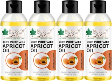 Bliss Of Earth Wildcrafted Himalayan Apricot Oil 4X100ml Coldpressed &amp; Unrefined Pack Of 4