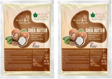 Bliss Of Earth Ivory Shea Butter For Body, Raw Organic Shea Butter For Lip Balm, Unrefined Shea Buter For Hair, Face &amp; Skin, Moisturizer Shea Buter For Soap Making &amp; DIY Products - Pack Of 2 X 100g