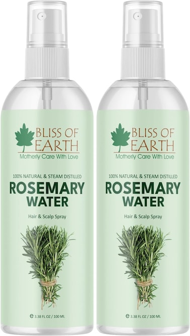 بخاخ ماء إكليل الجبل من بليس أوف إيرث لنمو الشعر، 100% ماء إكليل الجبل المقطر بالبخار الطبيعي للشعر والبشرة، يساعد على تقليل تساقط الشعر، ويقوي الشعر. 2 × 100 مل