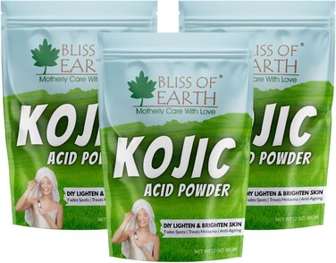 Bliss Of Earth 6 Oz Korean Kojic Acid Dipalmitate Powder Original For Skin Whitening, Soap Making &amp; DIY Products, 3X56gm