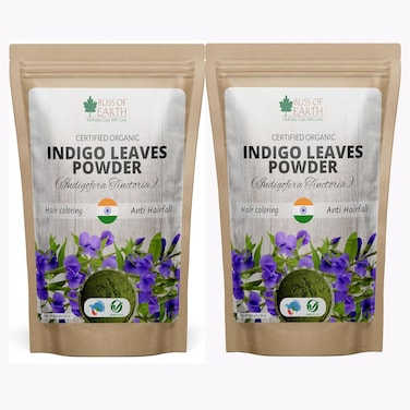 Bliss Of Earth Organic Indigo Powder For Hair Black Organic Hair Dye Pack Of 2X453gm