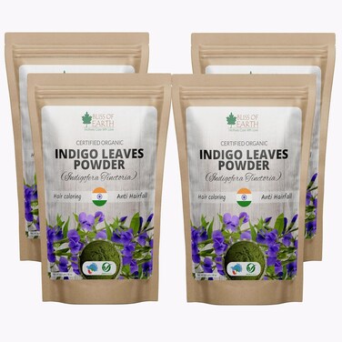 Bliss Of Earth Organic Indigo Powder For Hair Black Organic Hair Dye Pack Of 4X453gm