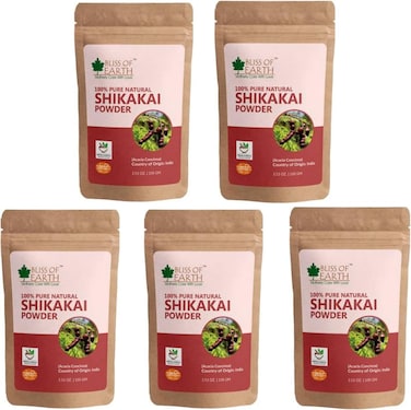 Bliss Of Earth 100% Pure &amp; Natural Shikakai Powder, 5X100gm, Acacia Concina, Gorgeous Hair Naturally, Traditional Hair Cleanser &amp; Conditioner, Complete Hair Care