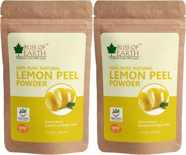 Bliss Of Earth 100% Pure Lemon Peel Powder For Skin Whitening, Acne &amp; Face Lightening (2X100gm)