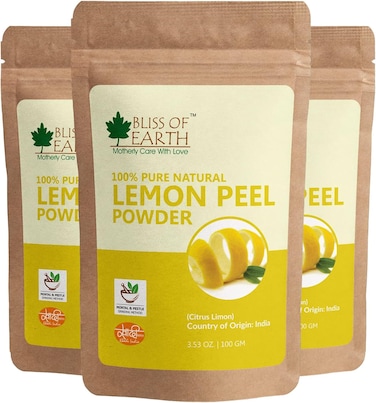 Bliss Of Earth 100% Pure Lemon Peel Powder For Skin Whitening, Acne &amp; Face Lightening (3X100gm)