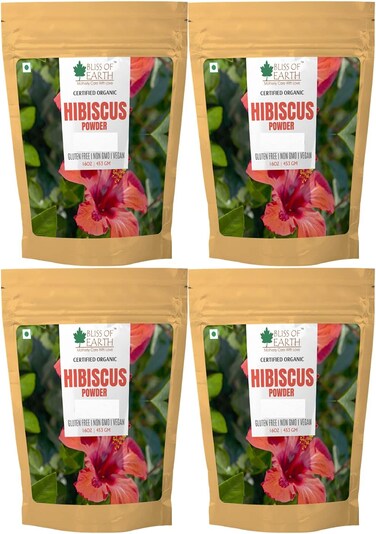 Bliss Of Earth 100% Pure &amp; Natural Hibiscus Powder, 4X453gm, Makes Hair Stronger &amp; Thicker, Controls Ageing, Cures Acne &amp; Pimples
