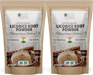 Bliss Of Earth 2X453gm Organic Licorice Root Powder For Eating, Mulethi Powder Organic For Skin Whitening, Hair &amp; Face Pack Of 2