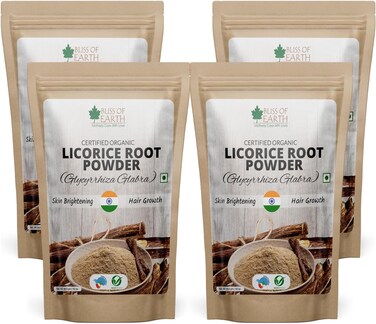 Bliss Of Earth 4X453gm Organic Licorice Root Powder For Eating, Mulethi Powder Organic For Skin Whitening, Hair &amp; Face Pack Of 4