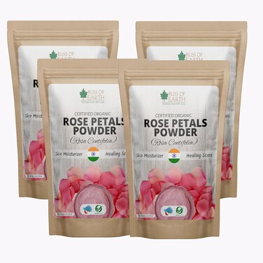 مسحوق بتلات الورد الطبيعي النقي 100% من بليس أوف إيرث، 4 × 453 جم، رائع للوجه والبشرة (عبوة من 4 قطع)