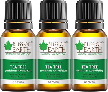 Bliss Of Earth Tea Tree Essential Oil Organic &amp; Pure, Therapeutic Grade Tea Tree Oil For Face, Antibacterial Tea Tree Oil For Hair, Acne Treatment, Scalp Health &amp; Immune Support - Pack Of 3 X 10ml